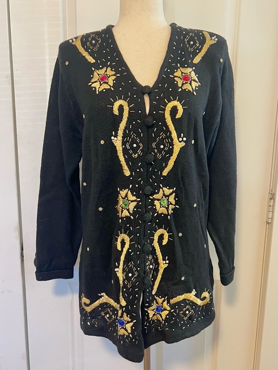 Victoria Jones Woman Sweaters - NWT Deadstock VNTG Victoria Jones Beaded Embellished Embroidered Cardigan